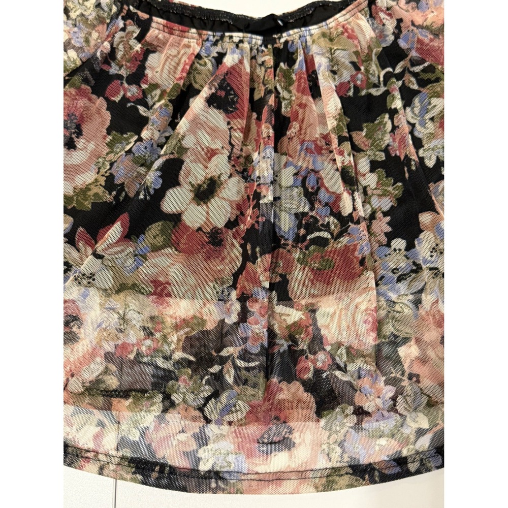 Wet Seal Floral Mesh Overlay Crop Top Built-in Cami Black XS Y2K Fairy Grunge - Picture 8 of 16